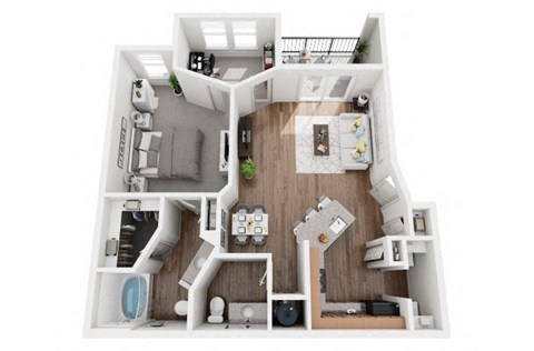 1 Bed 1 Bath 1038 sf Wright Floor Plan at Two Addison Place, Pooler, GA